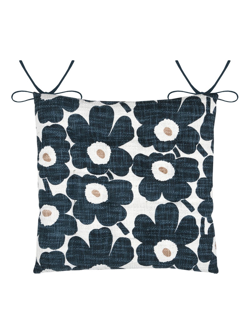 Galette de chaise motif fleuri Bleu marine - Kiabi