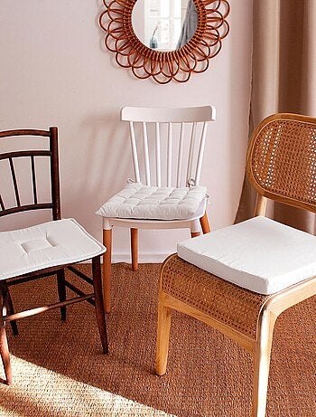 Galette de chaise piquée 16 points en coton et nouettes