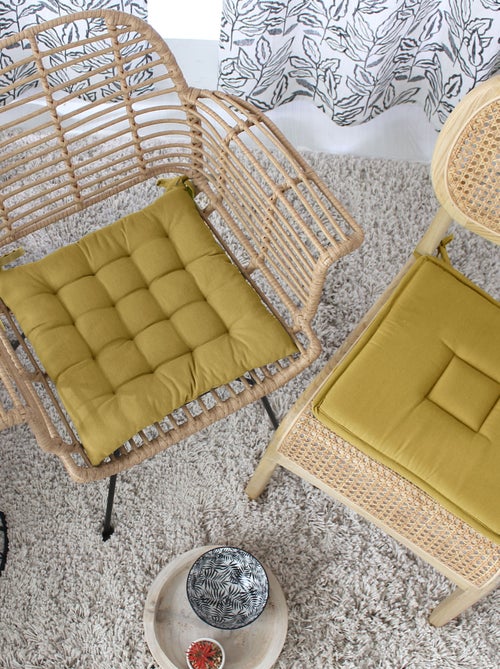 Galette de chaise piquée 16 points en coton et nouettes - Kiabi