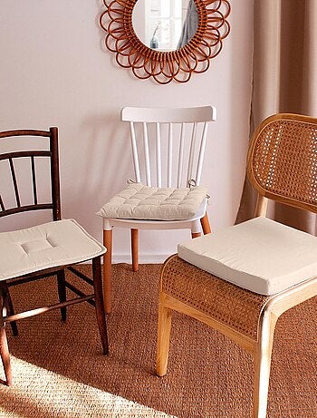 Galette de chaise piquée 16 points en coton et nouettes