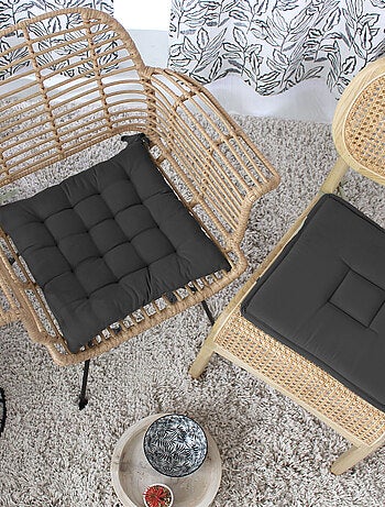 Galette de chaise piquée 16 points en coton et nouettes