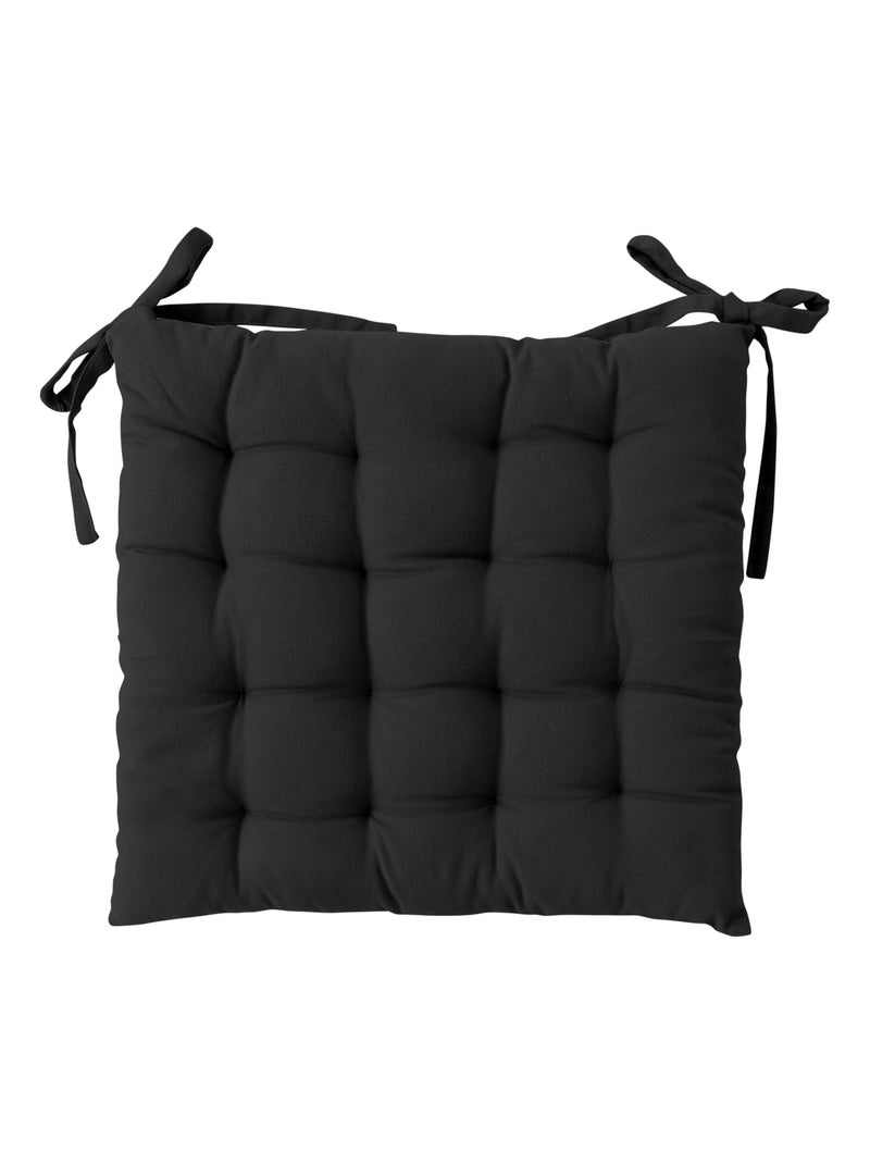 Galette de chaise piquée 16 points en coton et nouettes gris anthracite - Kiabi