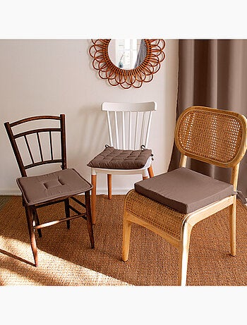 Galette de chaise piquée 16 points en coton et nouettes