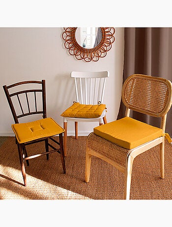 Galette de chaise piquée 16 points en coton et nouettes