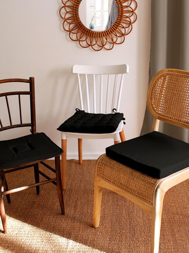 Galette de chaise piquée 16 points en coton et nouettes Noir - Kiabi