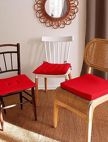 Galette de chaise piquée 16 points en coton et nouettes