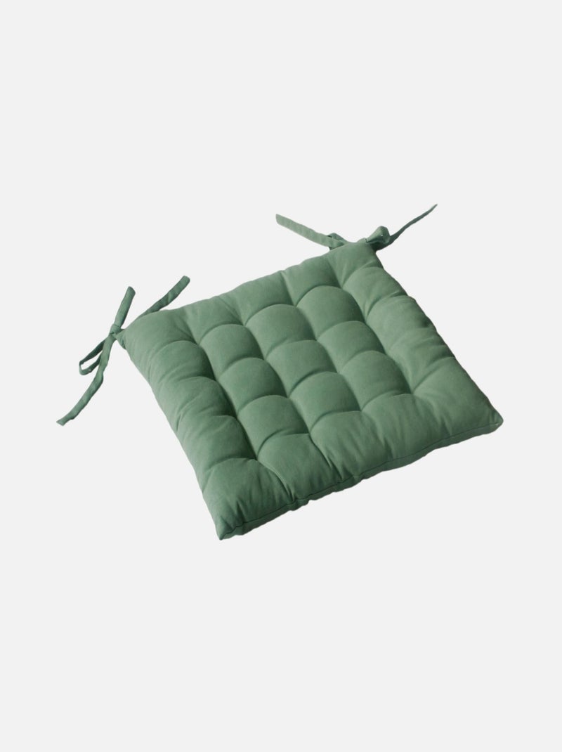 Galette de chaise piquée 16 points en coton et nouettes Vert - Kiabi