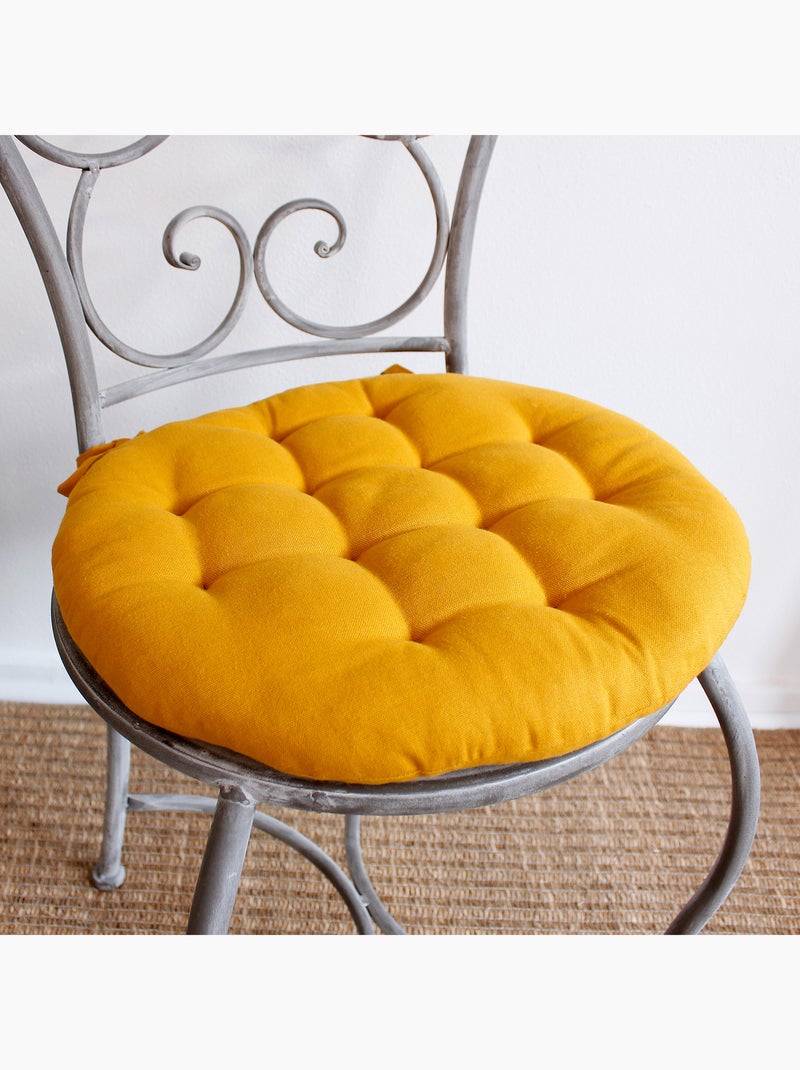 Galette de chaise piquée et ronde Moutarde - Kiabi