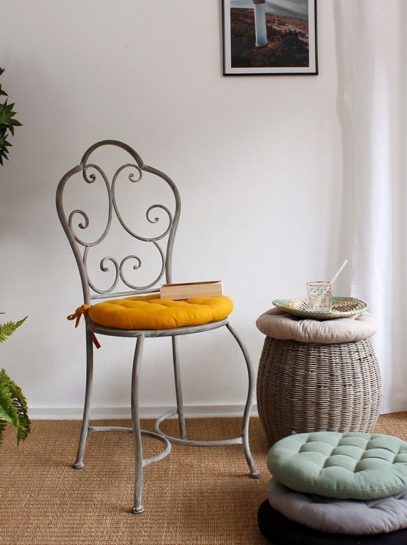 Galette de chaise piquée et ronde Taupe - Kiabi