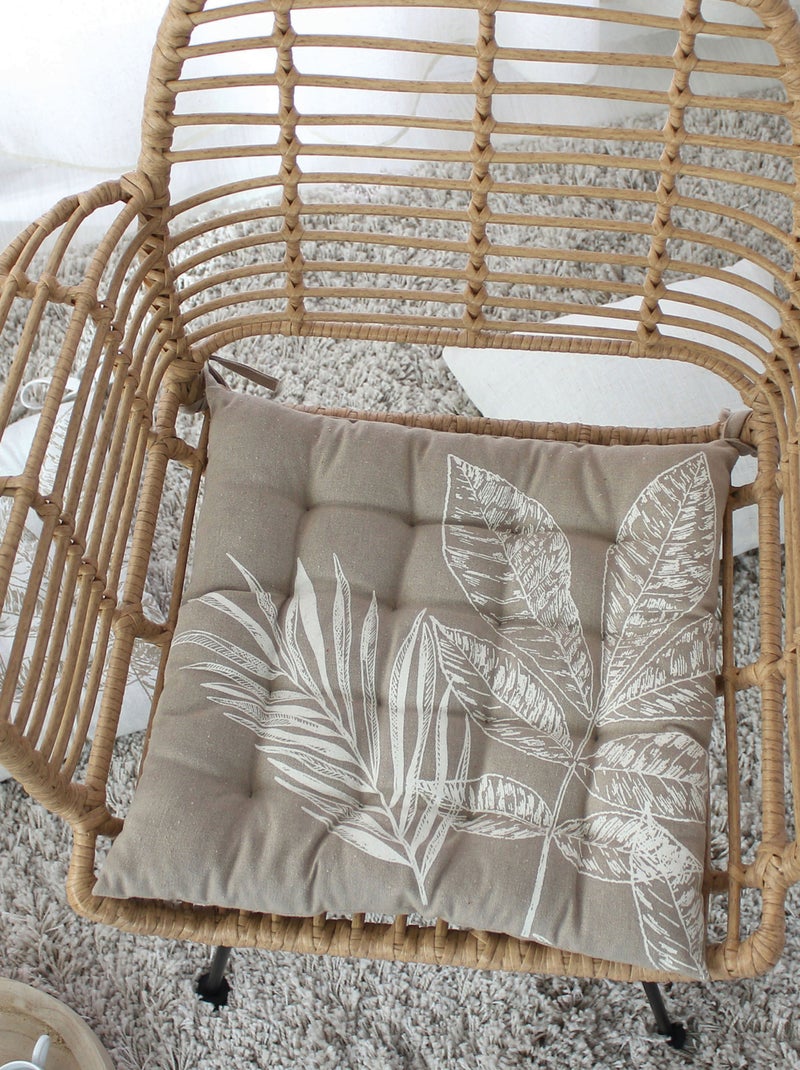 Galette de chaise piquée motif nature Beige coquille - Kiabi