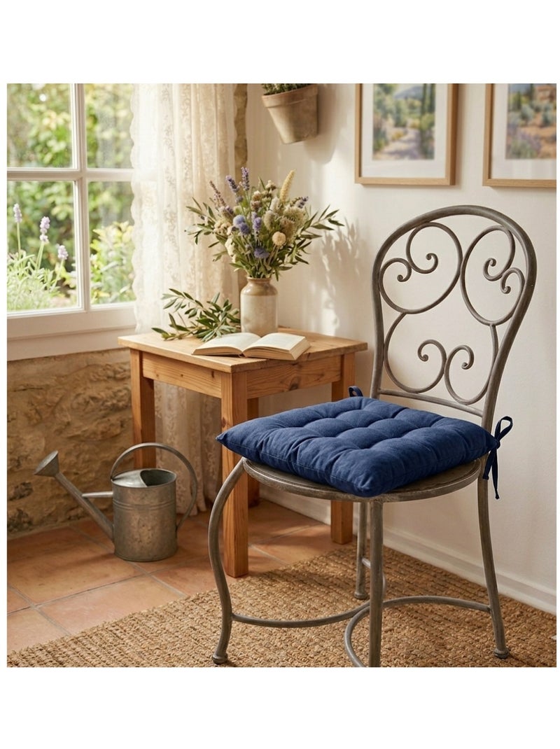 Galette de chaise piquée Panama Bleu marine - Kiabi