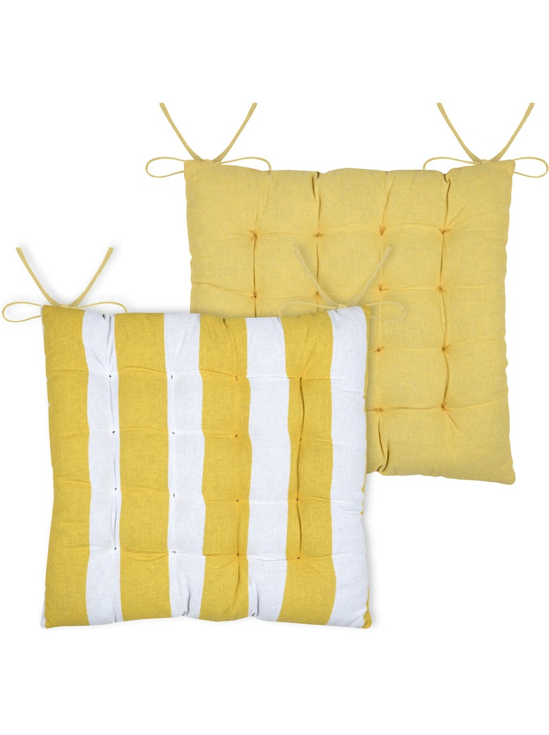 Galette de chaise polycoton matelassée à rayures Jaune - Kiabi