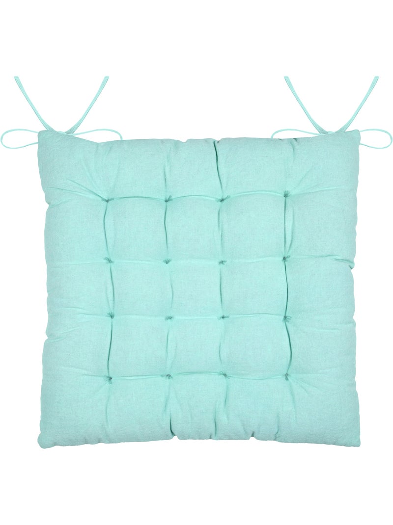 Galette de chaise polycoton matelassée à rayures Vert - Kiabi
