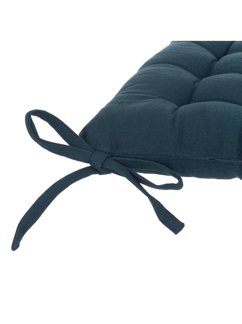 Galette de chaise rectangulaire en coton ANJALI Bleu foncé - Kiabi