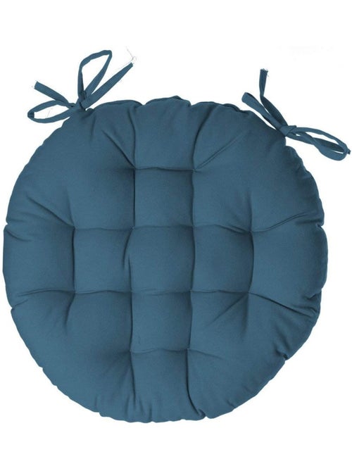 Galette de chaise ronde 38 cm bleu canard - Kiabi