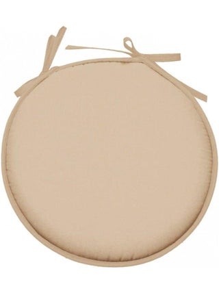 Galette de chaise ronde en polyester ton lin