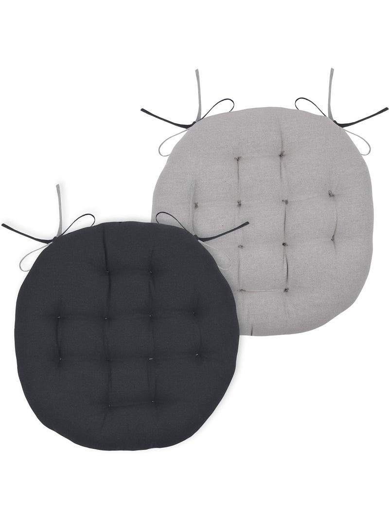 Galette de chaise ronde et bicolore gris anthracite - Kiabi