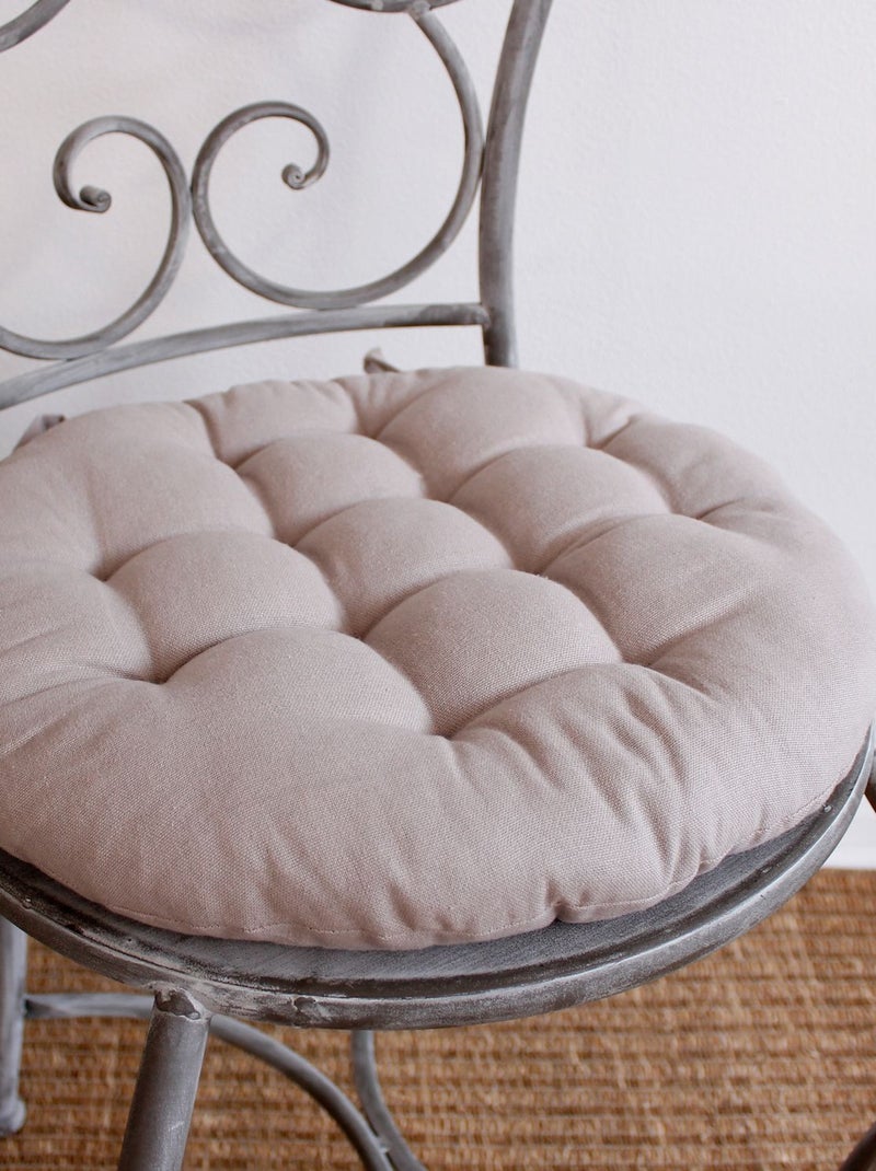 Galette de chaise ronde matelassée en coton PANAMA Beige - Kiabi