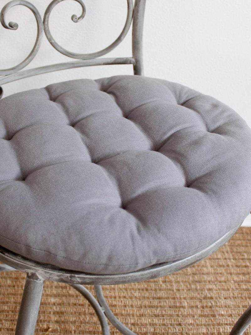 Galette de chaise ronde matelassée en coton PANAMA Gris clair - Kiabi