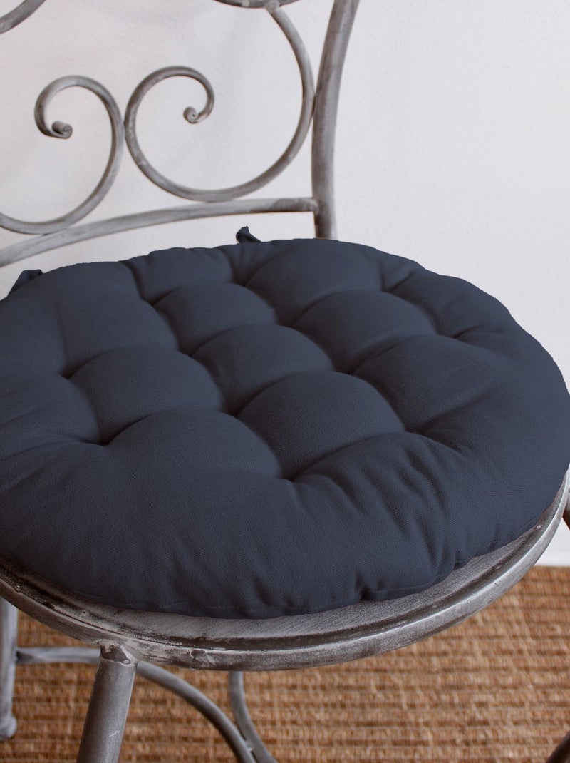 Galette de chaise ronde matelassée en coton PANAMA Gris foncé - Kiabi
