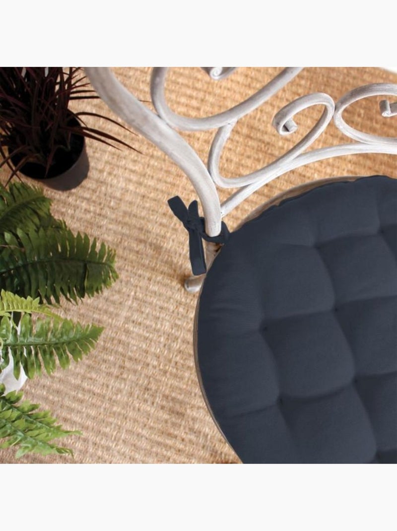 Galette de chaise ronde Panama gris anthracite - Kiabi