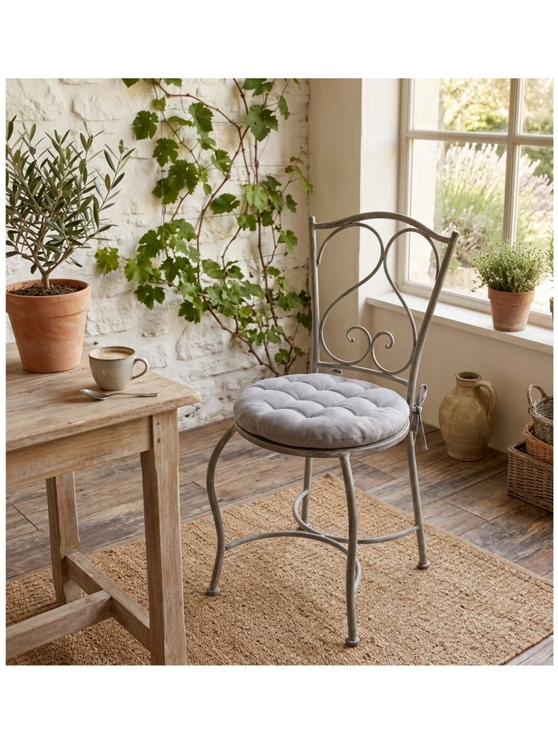 Galette de chaise ronde Panama Gris clair - Kiabi