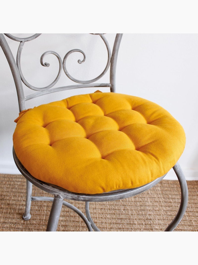 Galette de chaise ronde Panama Jaune moutarde - Kiabi
