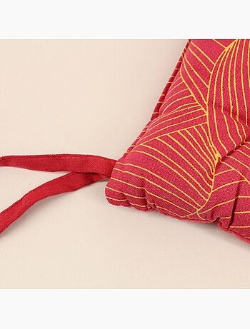 Galette de chaise rouge motifs feuillage 40cm