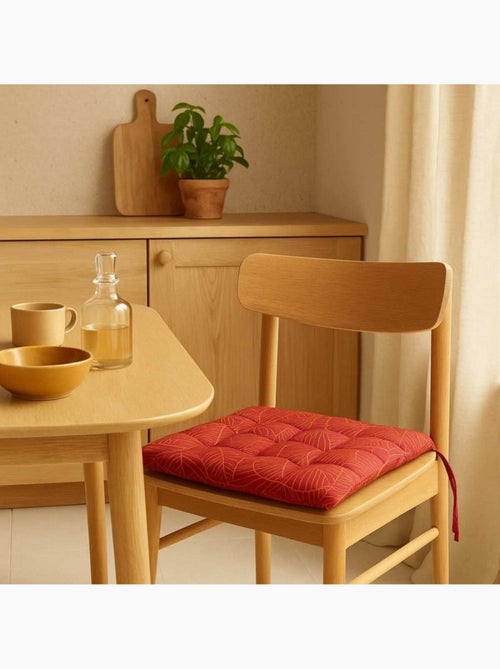 Galette de chaise rouge motifs feuillage 40cm - Kiabi
