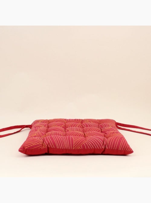 Galette de chaise rouge motifs feuillage 40cm - Kiabi