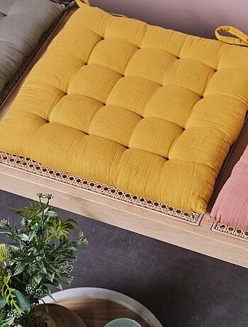 Galette de chaise uni gaze de coton INDIAN FLOWERS