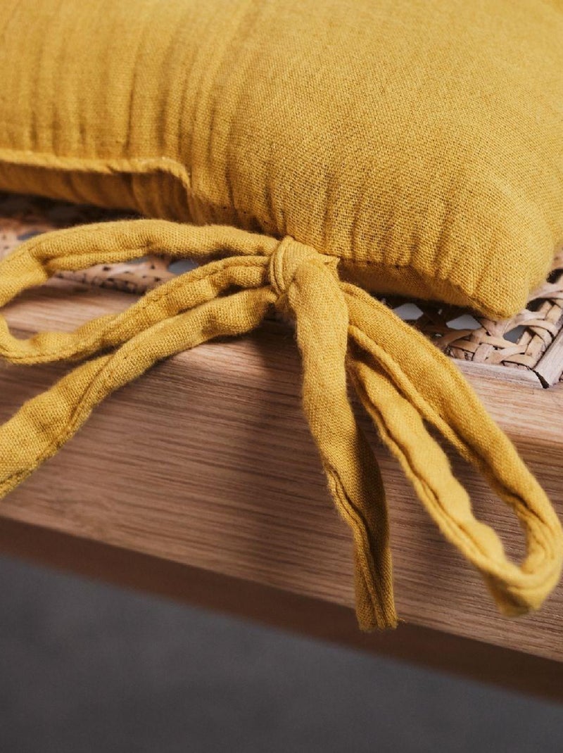 Galette de chaise uni gaze de coton INDIAN FLOWERS Jaune - Kiabi