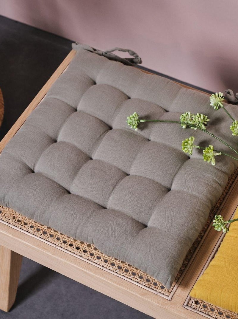 Galette de chaise uni gaze de coton INDIAN FLOWERS Vert - Kiabi
