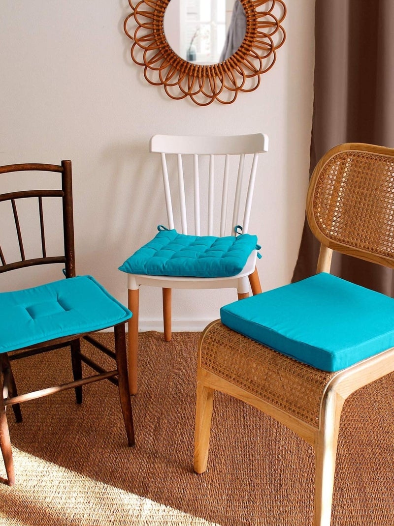 Galette plate unie avec passepoil et nouettes Bleu turquoise - Kiabi