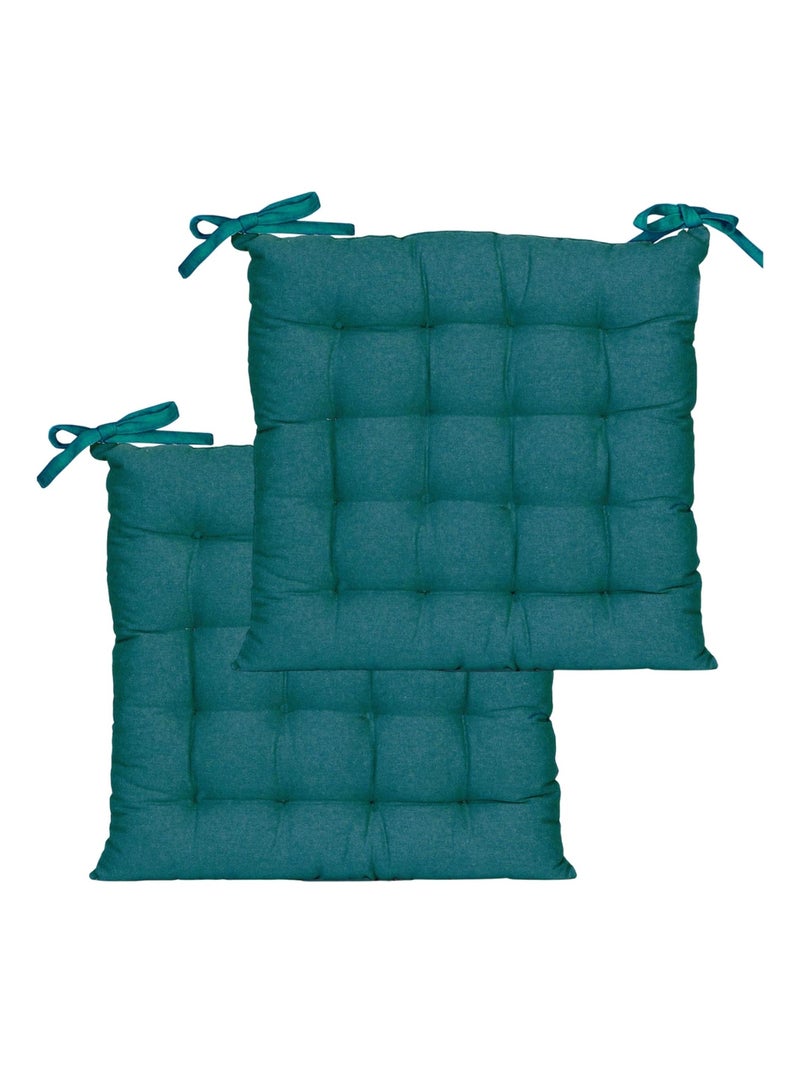 Galettes de chaise carrées bicolores, lot par 2 - DYLREV Bleu canard - Kiabi