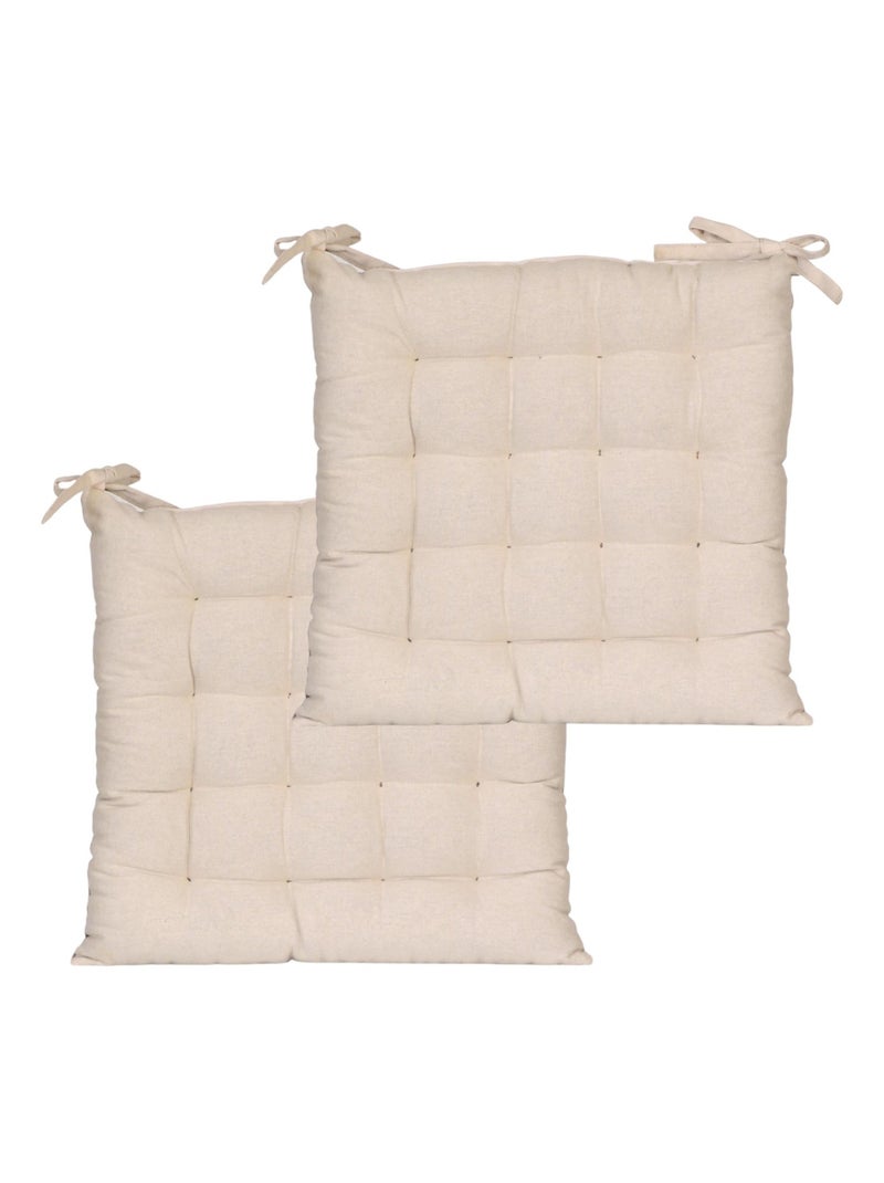 Galettes de chaise carrées bicolores, lot par 2 - DYLREV Gris Beige - Kiabi