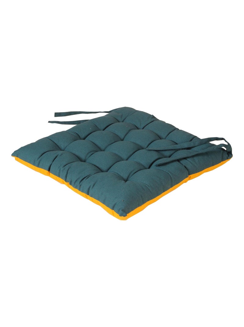 Galettes de chaise carrées bicolores, lot par 4 - DYLREV Bleu canard - Kiabi