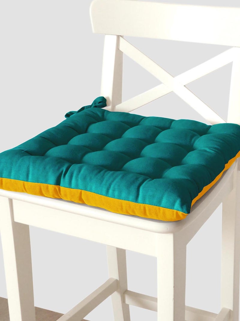 Galettes de chaise carrées bicolores, lot par 4 - DYLREV Bleu canard - Kiabi