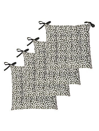 Galettes de chaise carrées bicolores, lot par 4 - DYLREV