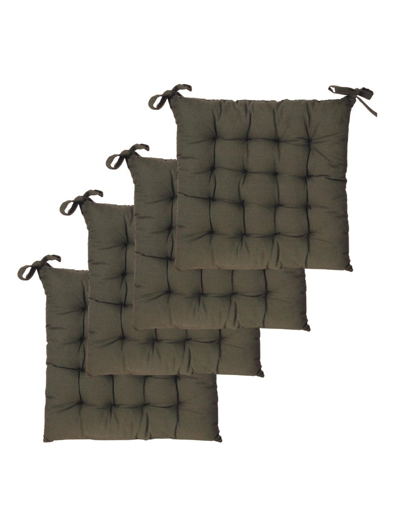 Galettes de chaise carrées bicolores, lot par 4 - DYLREV Kaki - Kiabi