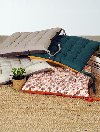 Galettes de chaise carrées bicolores, lot par 4 - DYLREV