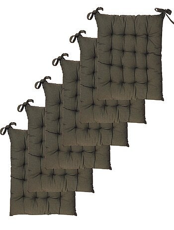 Galettes de chaise carrées bicolores, lot par 6 - DYLREV