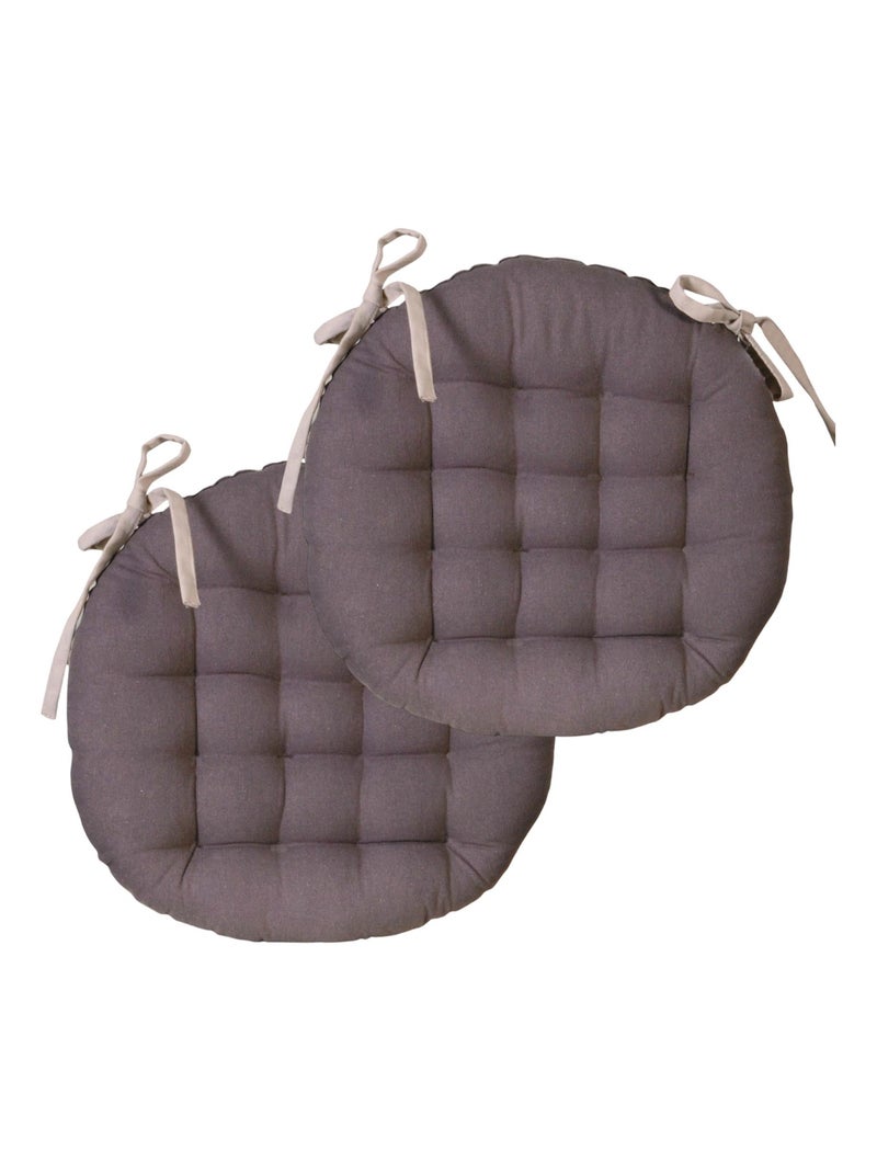 Galettes de chaise rondes bicolores, lot par 2 - DYLREV gris anthracite - Kiabi