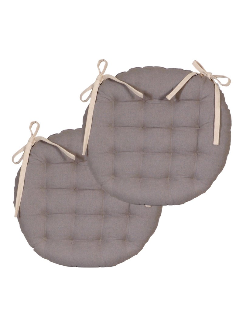 Galettes de chaise rondes bicolores, lot par 2 - DYLREV Gris Beige - Kiabi