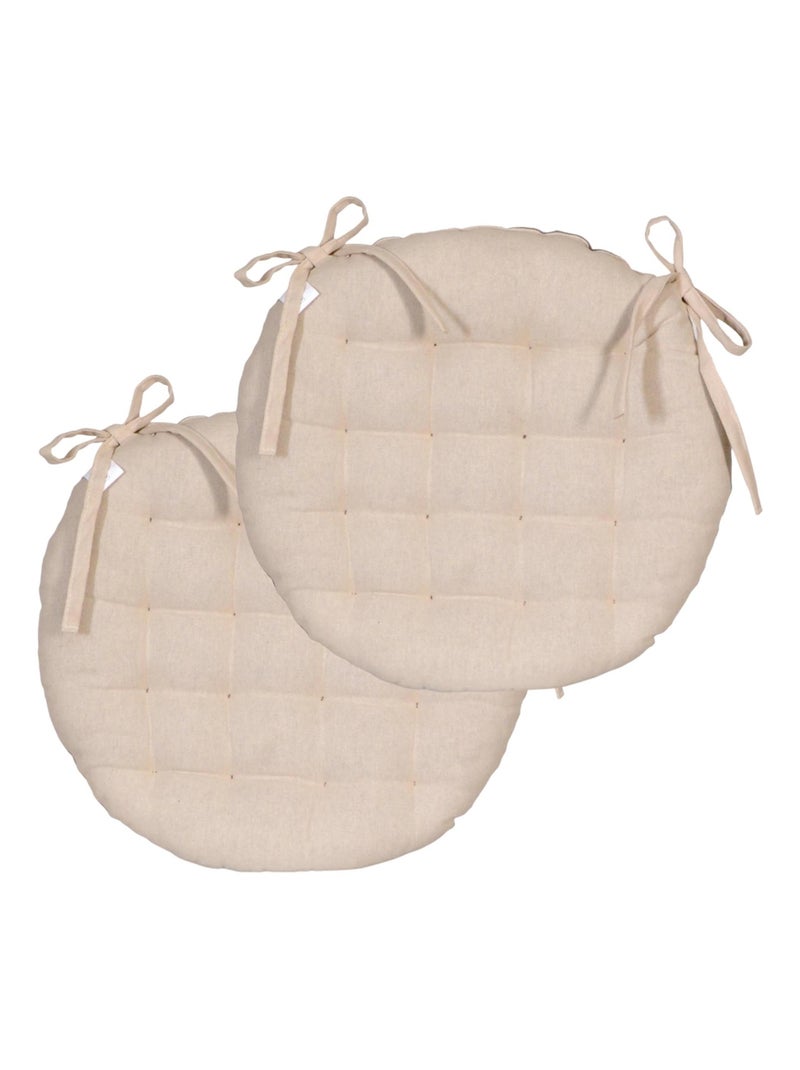 Galettes de chaise rondes bicolores, lot par 2 - DYLREV Gris Beige - Kiabi