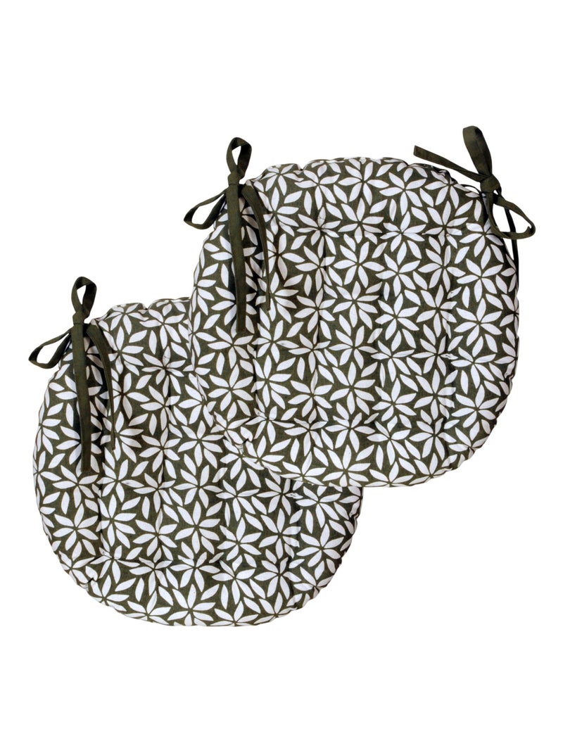 Galettes de chaise rondes bicolores, lot par 2 - DYLREV Kaki - Kiabi