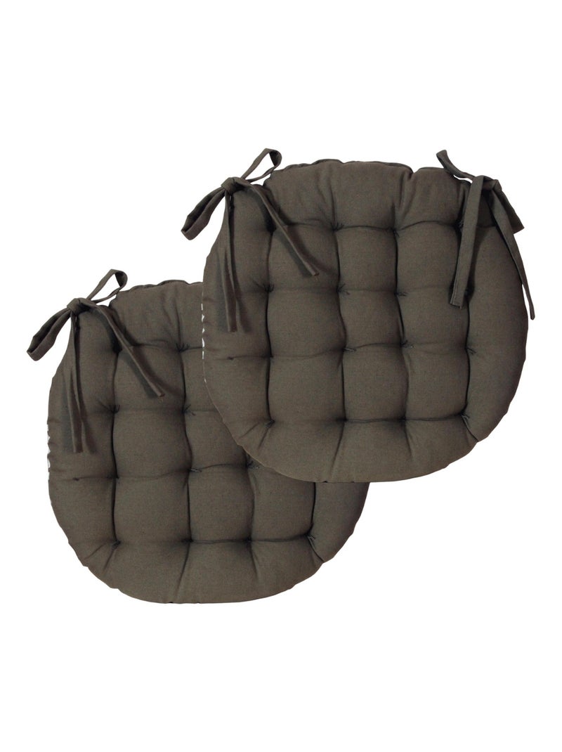Galettes de chaise rondes bicolores, lot par 2 - DYLREV Kaki - Kiabi