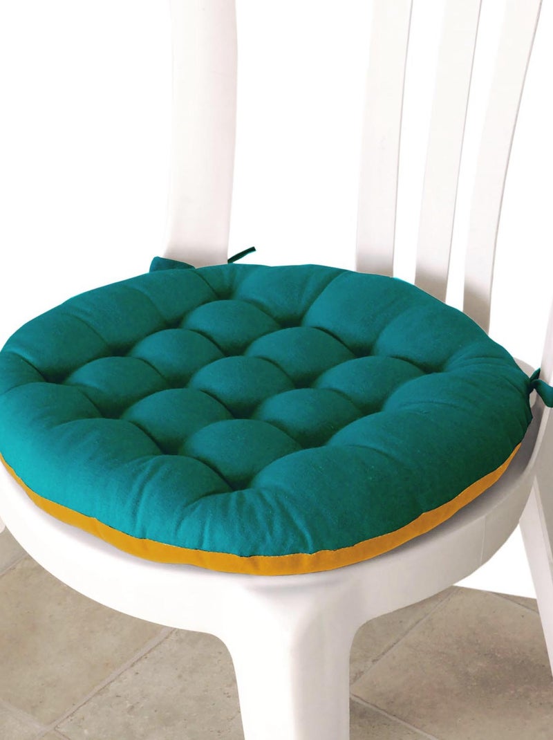 Galettes de chaise rondes bicolores, lot par 4 - DYLREV Bleu canard - Kiabi