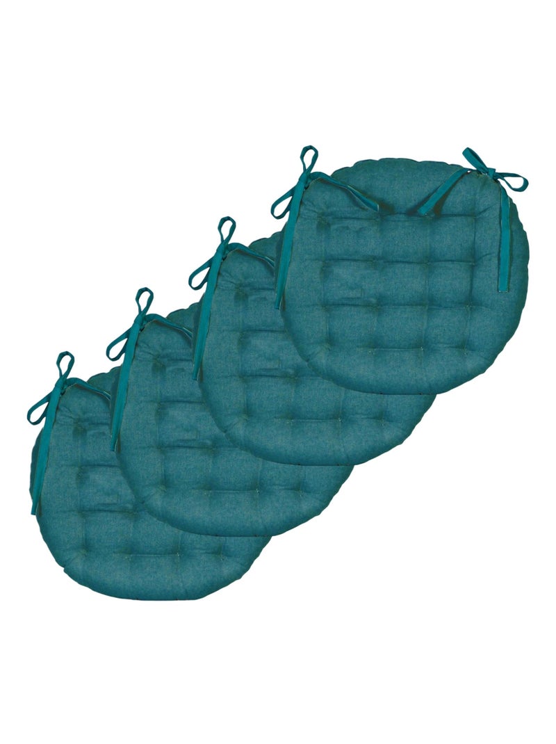 Galettes de chaise rondes bicolores, lot par 4 - DYLREV Bleu canard - Kiabi