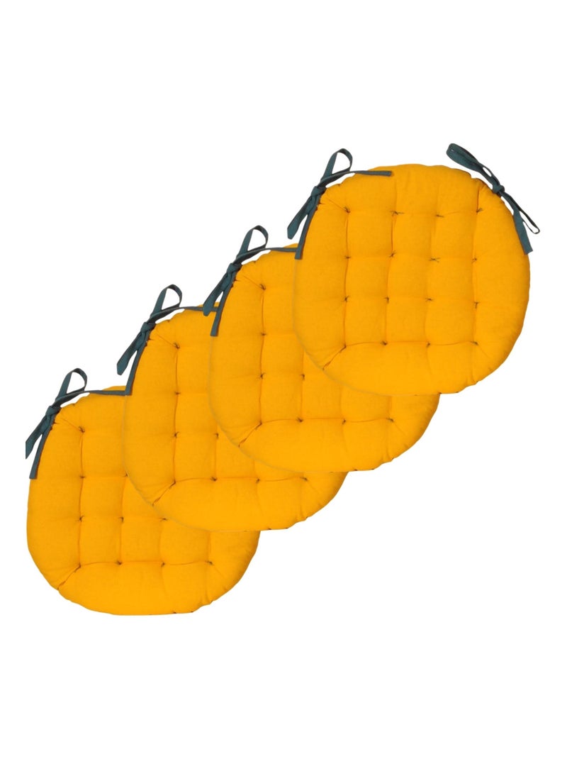 Galettes de chaise rondes bicolores, lot par 4 - DYLREV Bleu canard - Kiabi